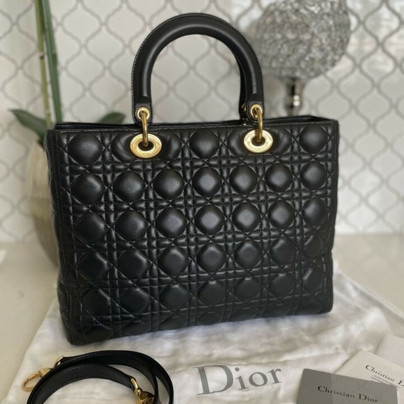 100% Authentic Large Lady Dior, Cannage Lambskin, - Picture 6 of 11